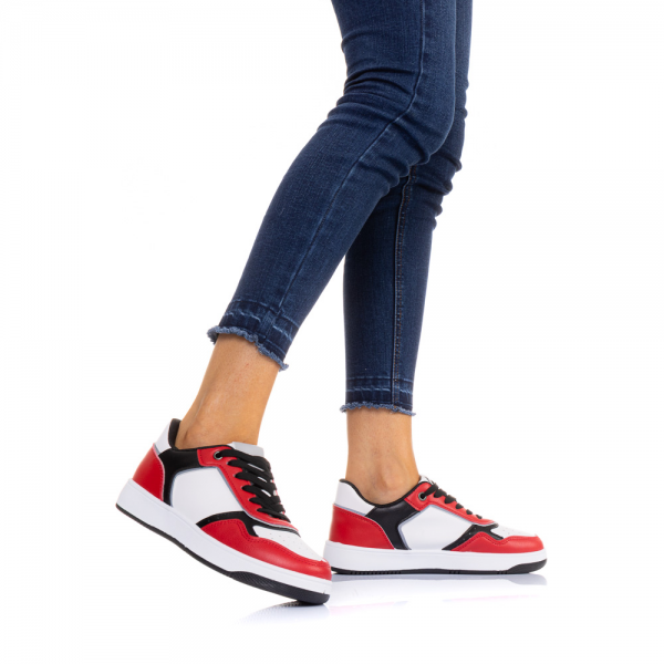 Γυναικεία αθλητικά παπούτσια Aimee λευκό με κόκκινο - Kalapod.gr